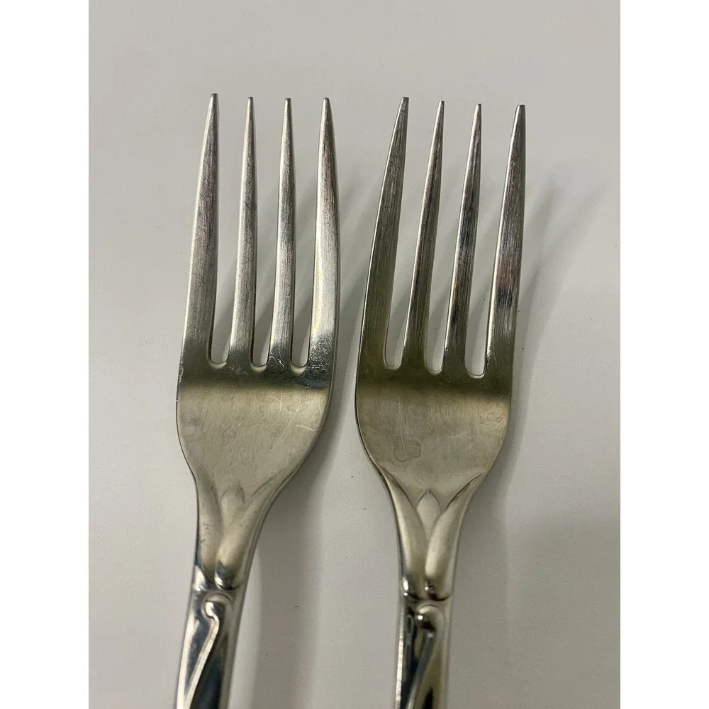 Yamazaki Raceme Japan Stainless Steel Flatware Salad Forks Lot Of 2 Silver